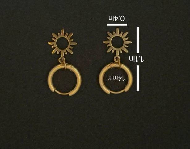 18K Gold Plated Sun Dangle Drop Earrings for Women