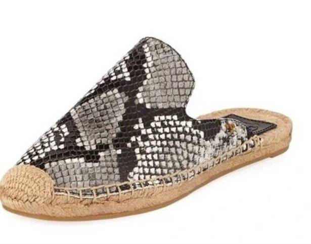 Tory Burch  Max Snake Print Leather Espadrille Slide Mule