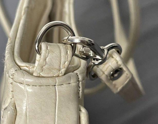 Bueno  Cream Off White Faux Leather Crocodile Textured Crossbody Bag Purse