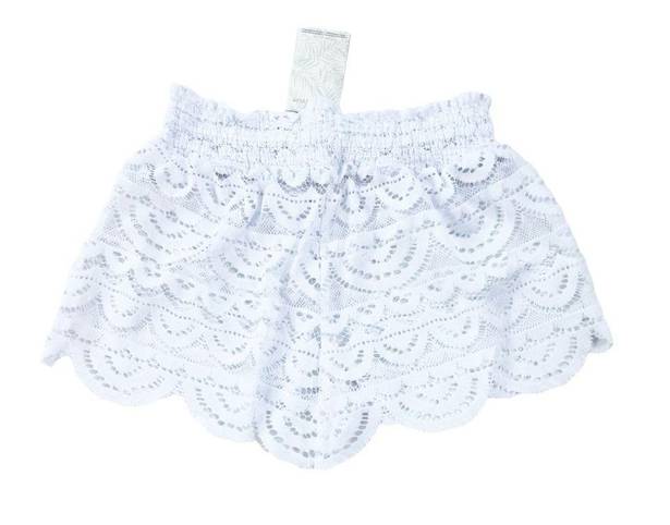 Macy's Macy’s Miken White Juniors' Scalloped Lace Swim Cover-up Shorts Size M NWT