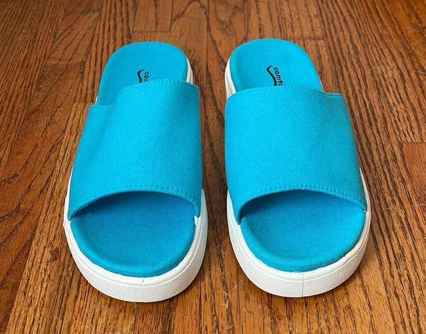 Comfortview  NWOT Turquoise Extra Wide Slide Sandals 7WW