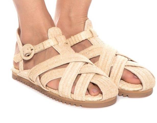 Farm Rio Raffia Zig Zag Woven Sandals Size 10 NWT