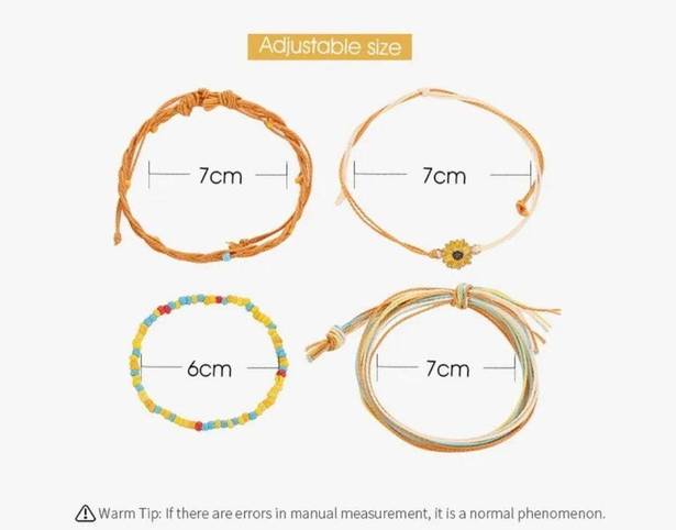 Daisy 4pcs/set Boho  Beads Bracelet Rope Chain Women Braided Charm Jewelry HP