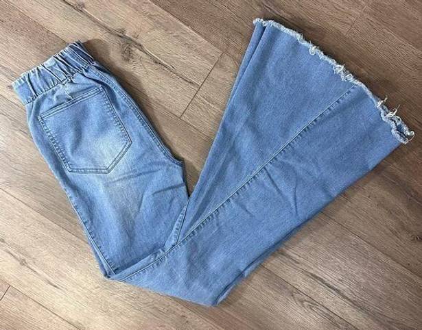 Lee Laynee &  High Rise Pull On Frayed Hem Bell Bottom Jeans Sz S