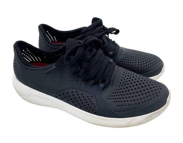 Crocs  Literide Pacer Lace Up Sneakers Black Perforated Shoes Women's Size 10