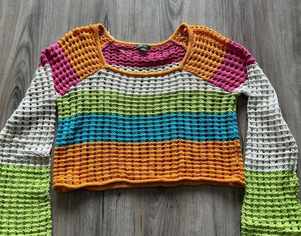 Wild Fable Colorful Striped Crop Top Sweater