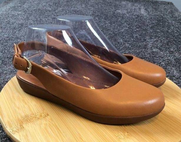 FitFlop  Sarita Slingbacks Flats Womens Size 8.5 Brown Leather Comfort Shoes