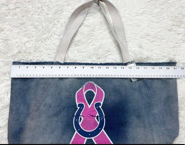 Little Earth Indianapolis Colts Blue Denim Breast Cancer Tote Bag