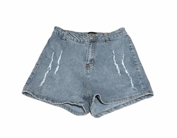 Pretty Little Thing Blue Distress Denim Disco Shorts