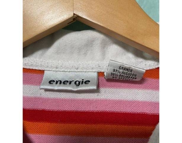 Energie Women's‎ Pink and Orange Stripped Polo Shirt Size Large