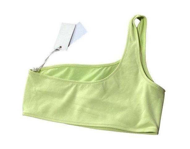 Good American  Scuba Hot Shoulder Bikini Top Sz 2 Medium Swim Key Lime Green NWT