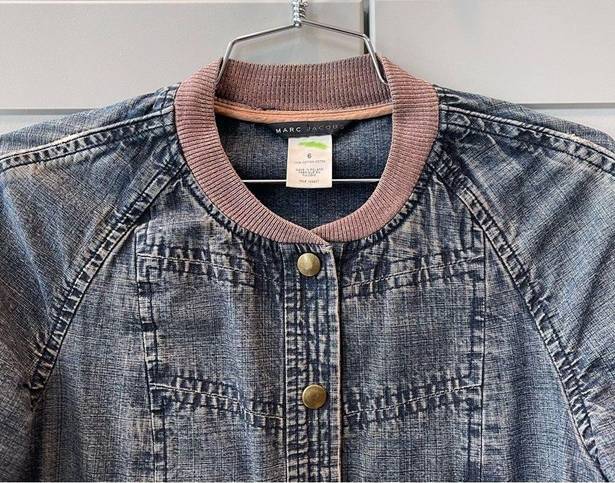 Marc Jacobs Vintage  Jean Brown Ringer Jacket Snap Button Retro Small 6 Boho