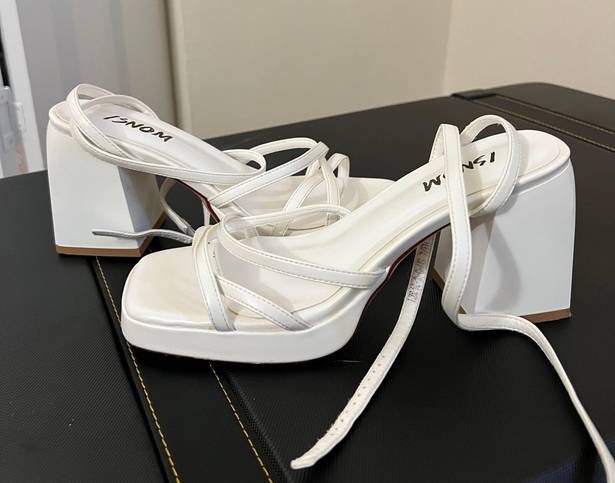 Amazon White Platform Block Heel