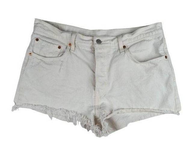 Levi’s Levi's 501 White Denim Button Fly Cutoff Shorts Distressed - Women's Size 31