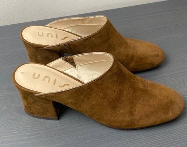 Unisa  Faux Suede Slip On Block Heel Mule Size 8 Brown