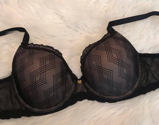 Natori  black lace bra geometric pattern 32C