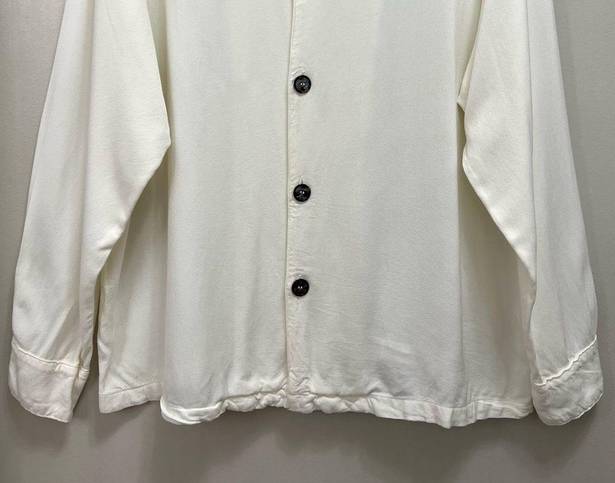 CP Shades NWT  Blouse Button Up Long Sleeves Ivory Cream Size M