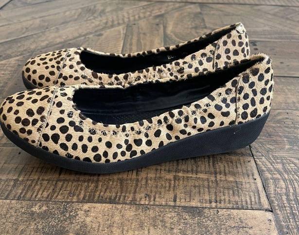 FitFlop  Womens F-Pop Skate Sneaker Shoes, Leopard, Calf Fur, Size 7.5