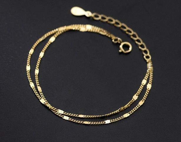 18K Gold Plated Simple Adjustable Double Layer Bracelet for Women