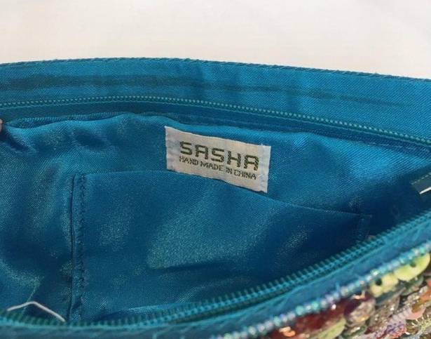 Vintage Sasha turquoise beaded purse bag