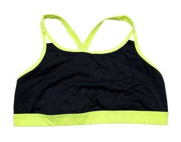 Torrid  Active Black Mesh Neon Yellow Green Sports Bra Plus Size 3X Unlined