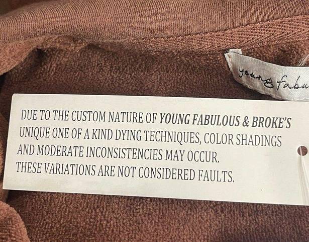 Young Fabulous and Broke  Anthropology Small Cropped Jacket Velour Full-Zip Hooded