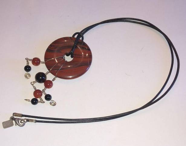 Onyx Handmade Vintage Boho Carnelian &  ? Semi Precious Stones Pendant Necklace