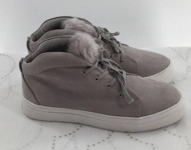 MIA Tillie grey faux fur platform sneakers