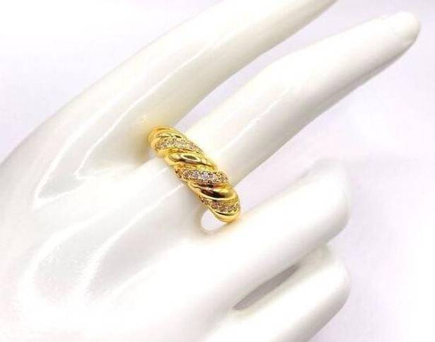 Twisted NWT Croissant Ring Chunky  Braided Rhinestones Dome Ring Signet Band Ring