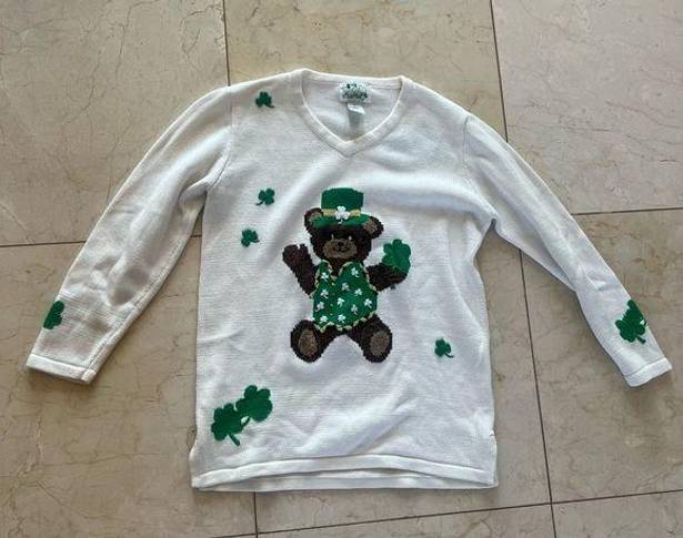 Quacker Factory The  Like New St. Patrick’s Day Bear Sweater Sz XS