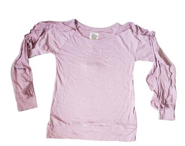 Chaser  Dusty Pink Ruffle Sleeve Long Sleeve Top Women's Medium NWT Mauve