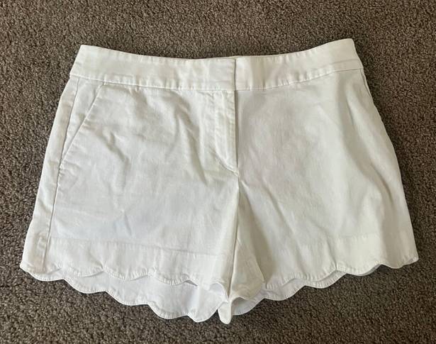 The Loft  White Scalloped Shorts