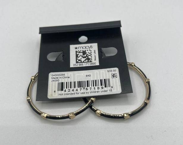 DKNY  Epoxy Heart Small Hoop Earrings in Gold/Black MSRP $35 NWT