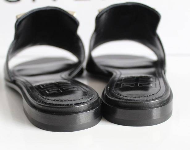 Givenchy  4G Black Leather Silver Logo Slides