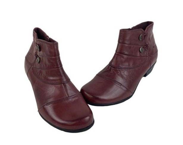 Earth Origins * Pembroke Ankle Comfort Boots Womens 10M Burgundy Zip Casual Booti