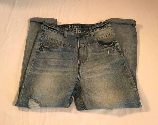 No Bo  High Rise Cropped Distressed Jeans Womens Sz 9 Blue