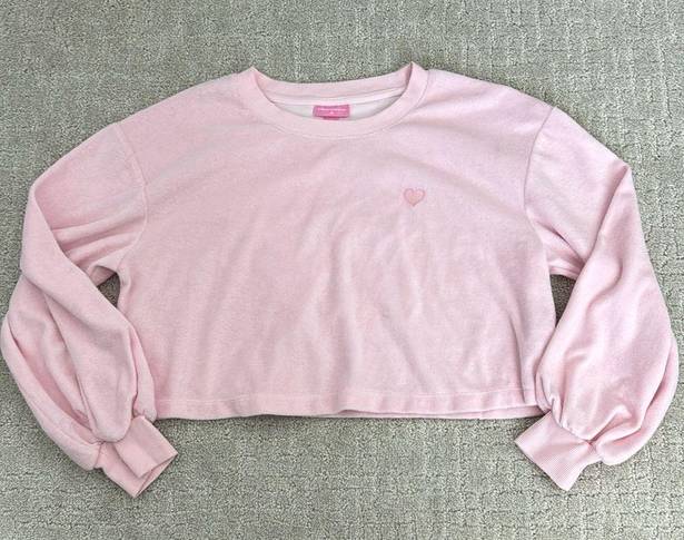 Stoney Clover Lane  matching set baby pink terry cloth sweatshirt boxer short