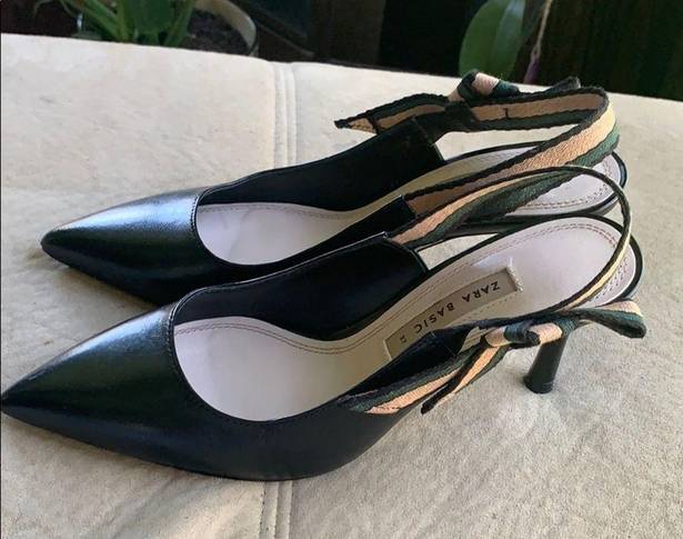 ZARA  black leather Heels Pumps