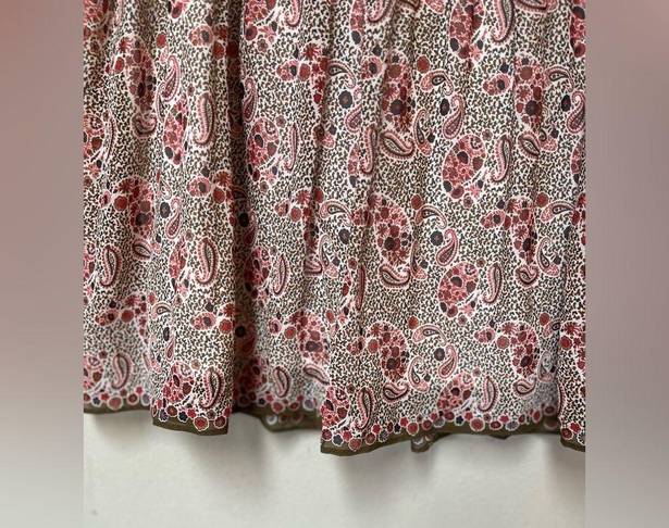 Max Studio  Women’s Pink Floral Paisley Flowy Boho Mini Skirt Large NWT