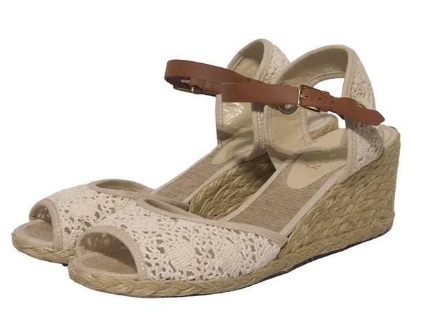 Ralph Lauren  Crochet Espadrille Wedge Sandals