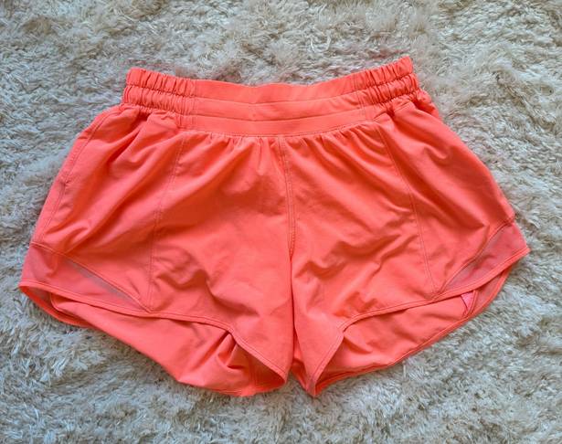 Lululemon bright coral shorts 4’