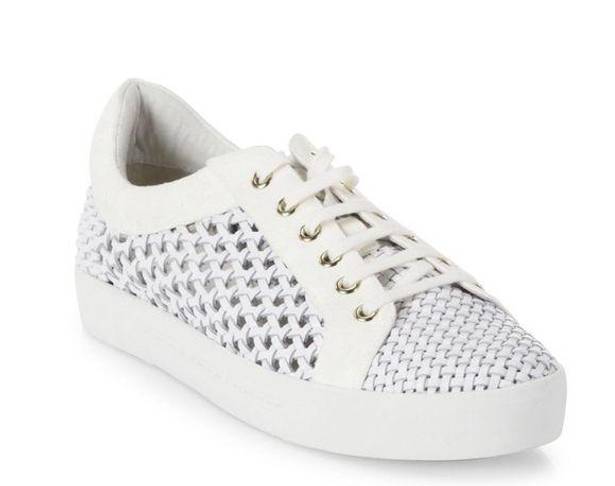 Joie  Duha White Woven Leather Lace Up Sneakers  Size US 6/EUR 36