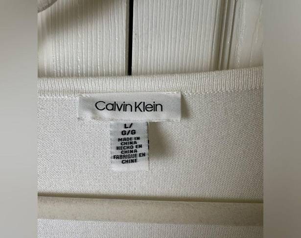 Calvin Klein  Blouse Womens Large Lightweight 3/4 Sleeve Rhinestone Accents White