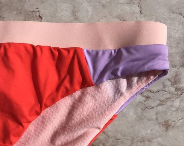 The Bikini Lab Pink and Orange Colorblock  Swim Bottoms