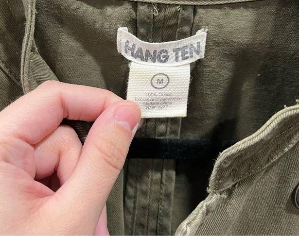 Hang Ten  Green Utility Military Boho Button Jacket