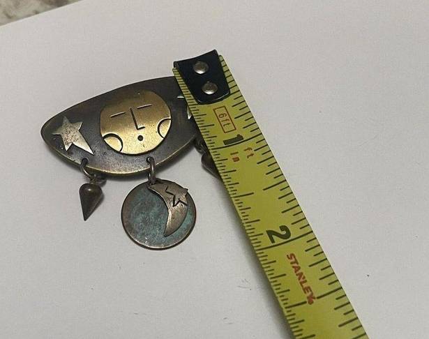 The Moon Signed Far Fetched Mexico - Multi Color Metal And Stars Brooch Pin