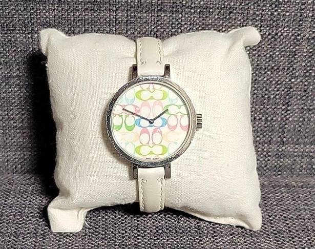 Coach  Swiss watch logo pastel white genuine leather strap water resistant‌‌‌