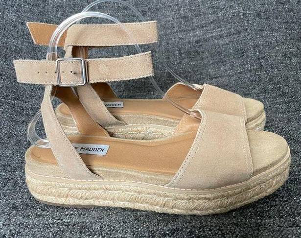 Steve Madden  Gabi Espadrille Platform Sandal Tan Suede Women’s Size 8.5