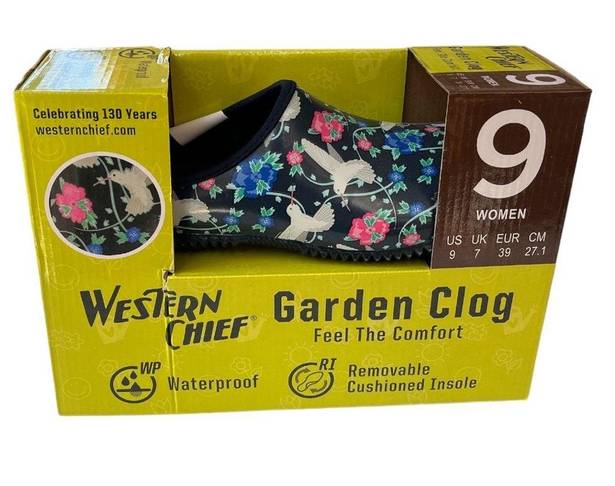 Western Chief  Garden Clogs Humming Garden Navy Blue Size 9