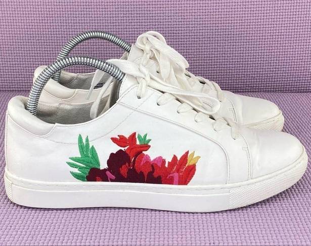 Krass&co G.H. Bass & . Siri Floral Embroidered Lace Up Sneaker White 9